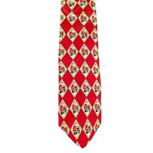 Cape Cod Christmas Necktie Holiday Santa Repeating Tie Red Maroon Silk